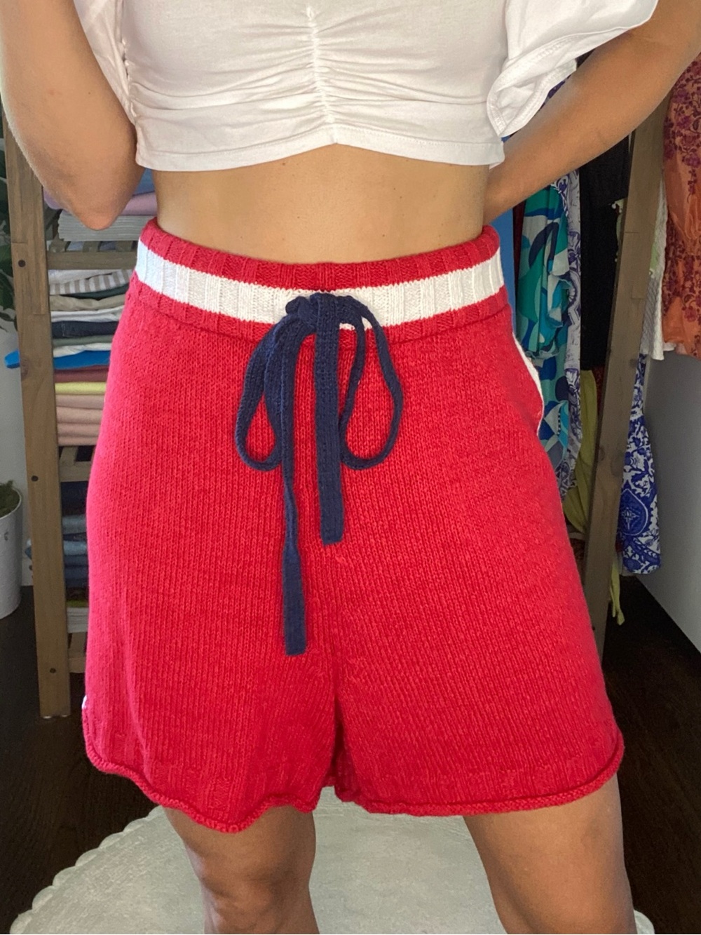 LOU & GREY Red Knit Drawstring Women's Shorts! 🇺🇸